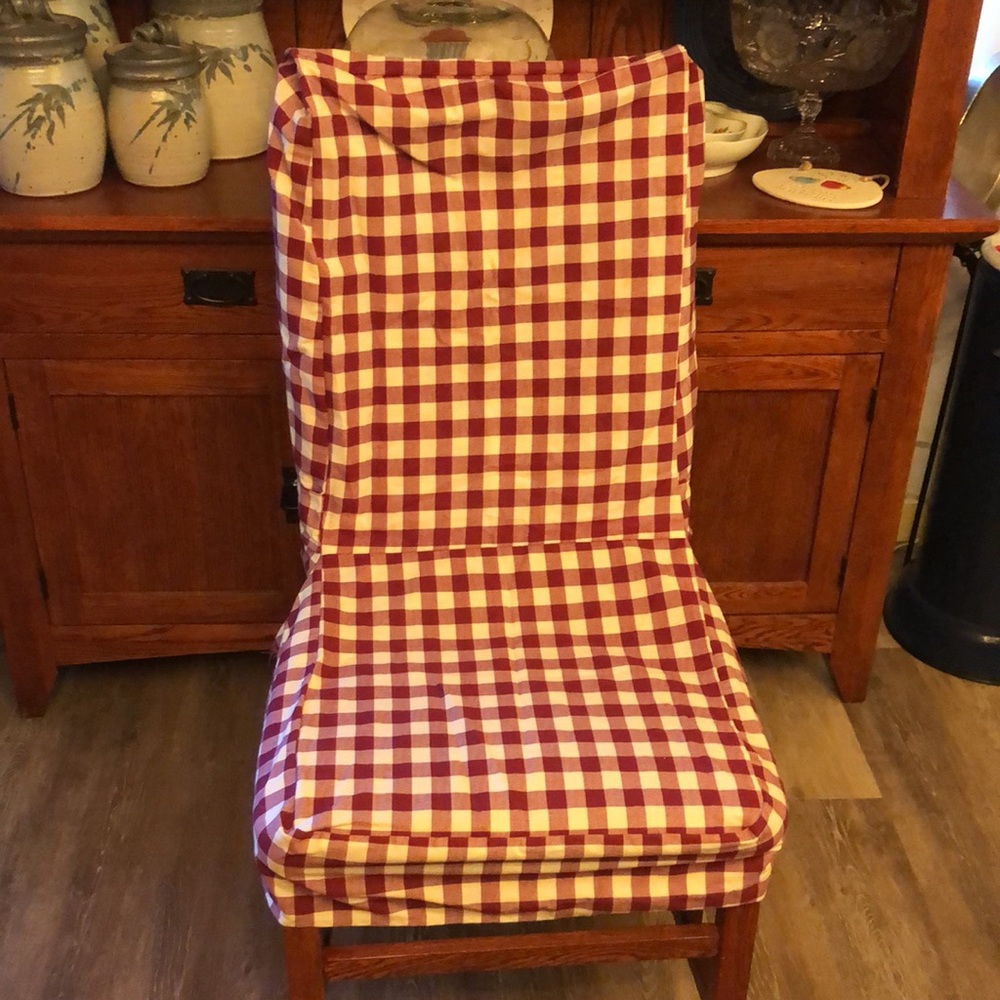 Red&White Checked Gingham Dining Room Chair Slipcover 16x28x16.5”w/6” drop